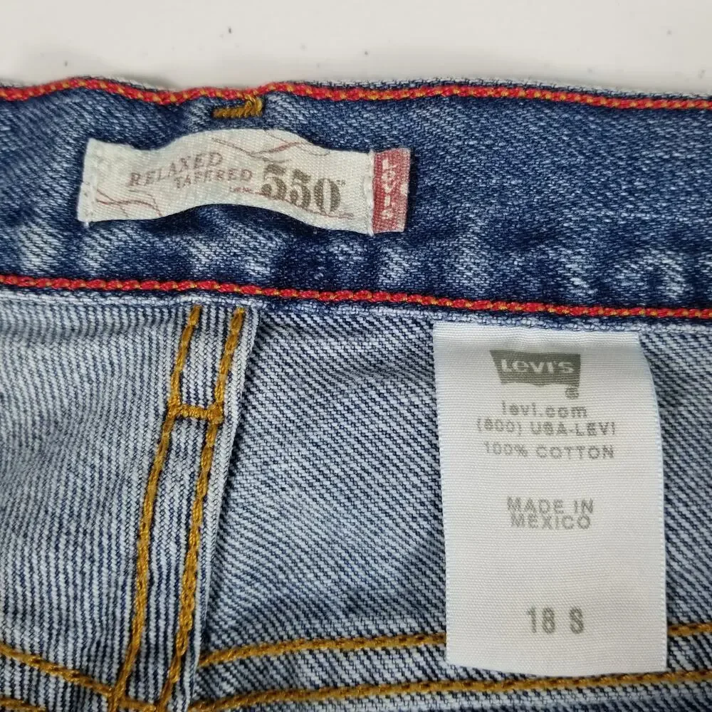 Levi's 550 Relaxed Tapered Blue Denim Vintage Hi Rise Jeans 18 S